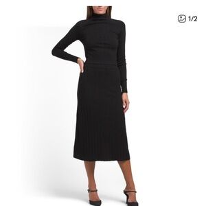 Rachel Zoe Black knit cropped Sweater & midi Skirt